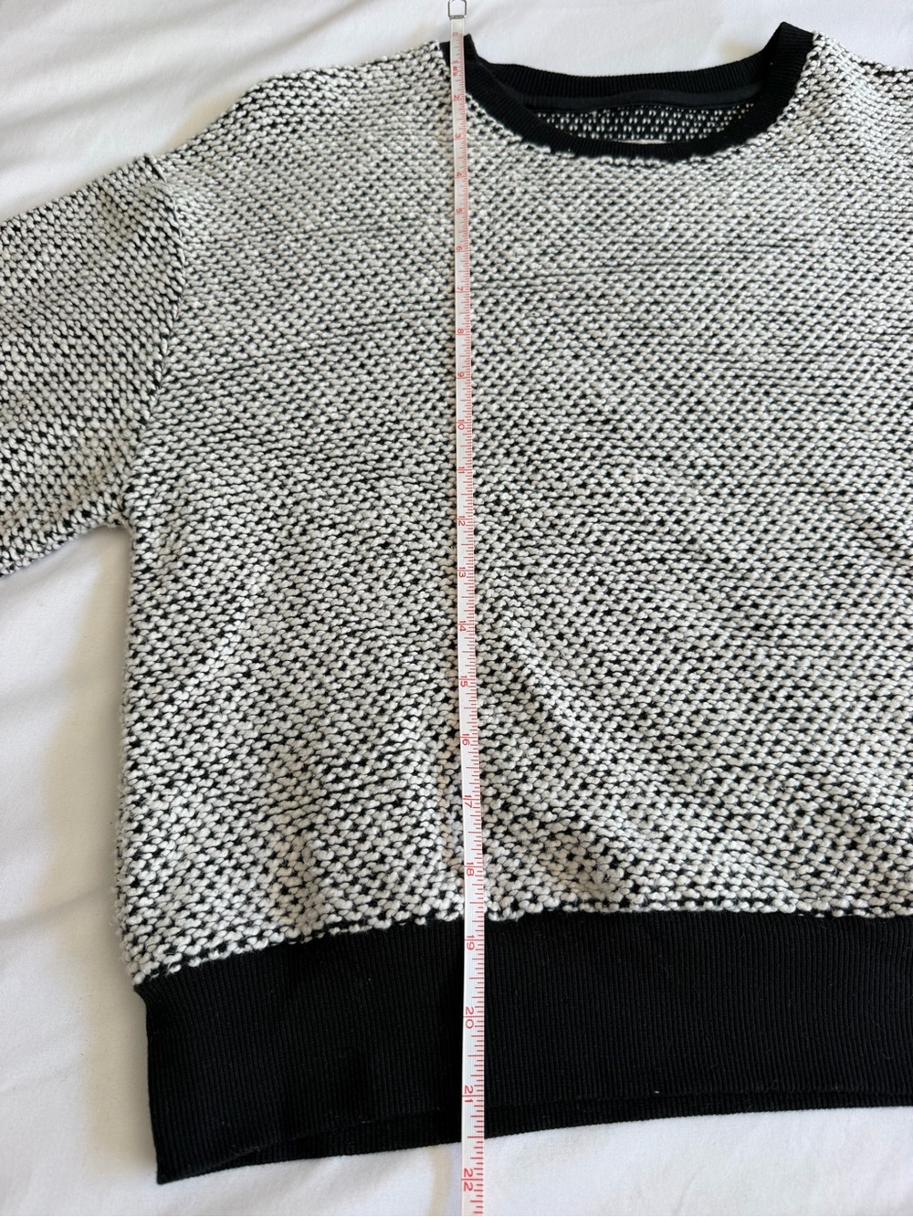 Marine Layer Black White Textured Crew Neck Sweater - Picture 16 of 16